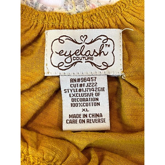 Eyelash Couture Women 100% Cotton Blouse Top Sleeveless Ruffle Neck Yellow SZ XL - Picture 5 of 6